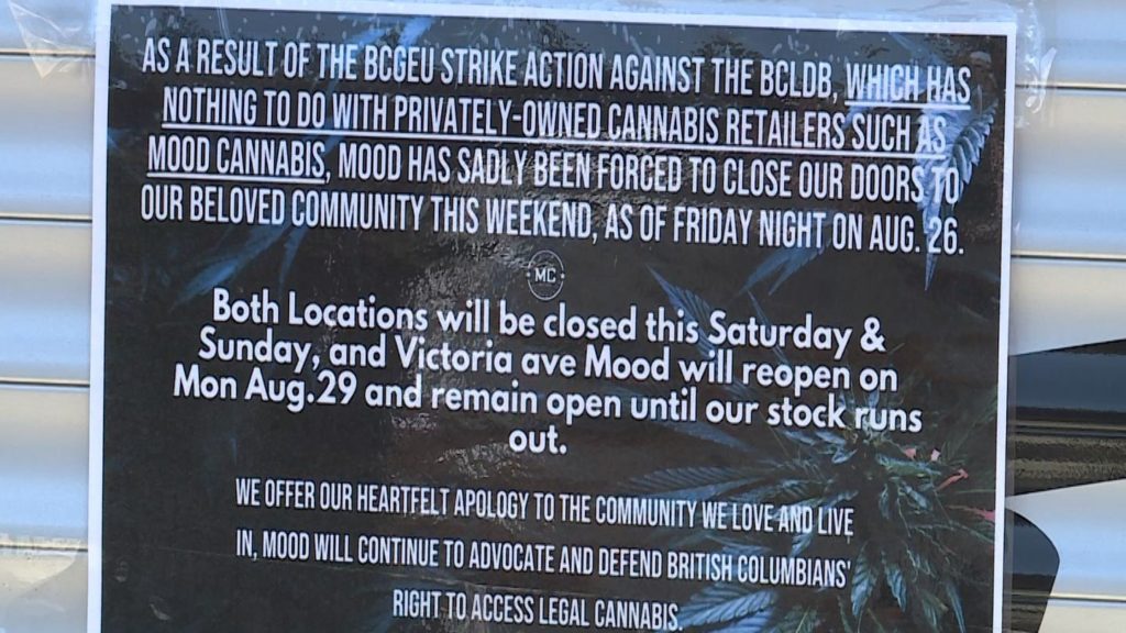 Island cannabis stores begin to close as BCGEU strike continues